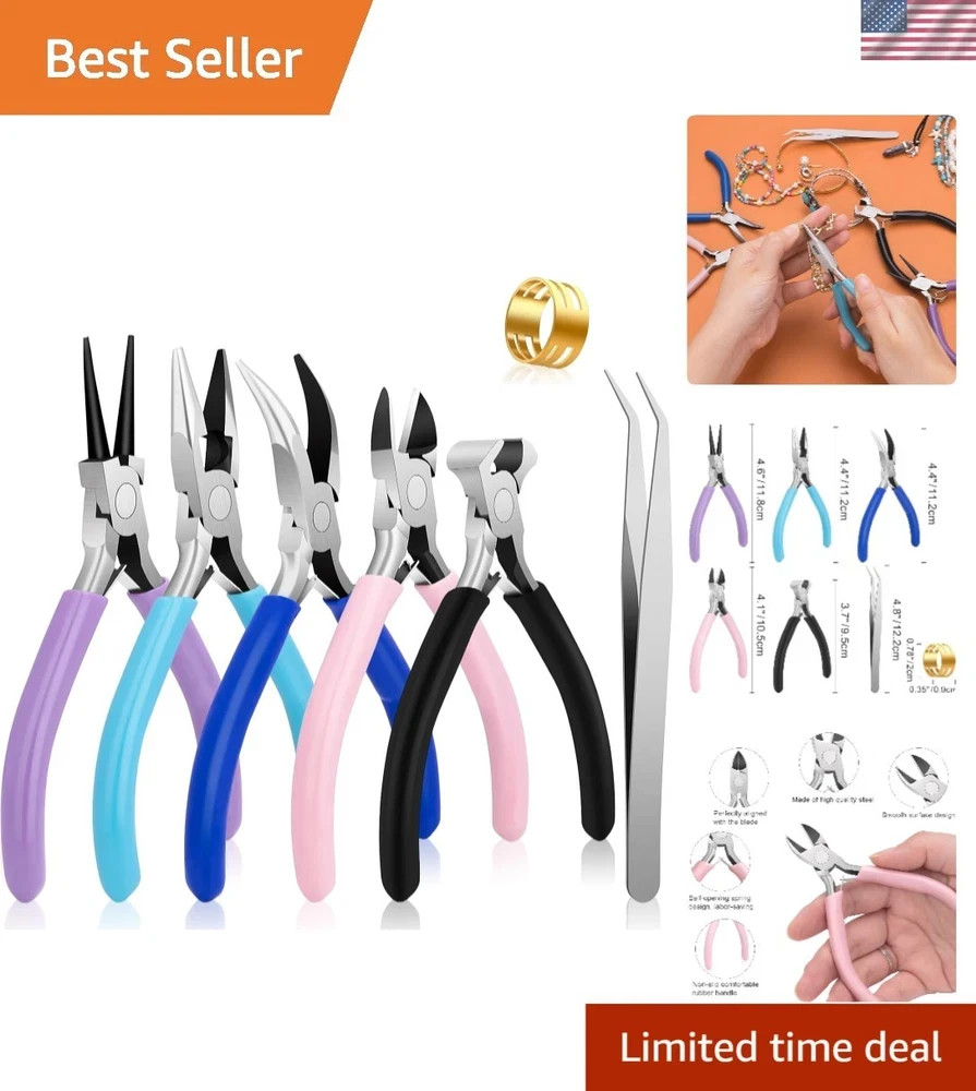 Jewelry Pliers Tool Set 5 Pack Complete Jewelry Making Kit for Crafting Repair