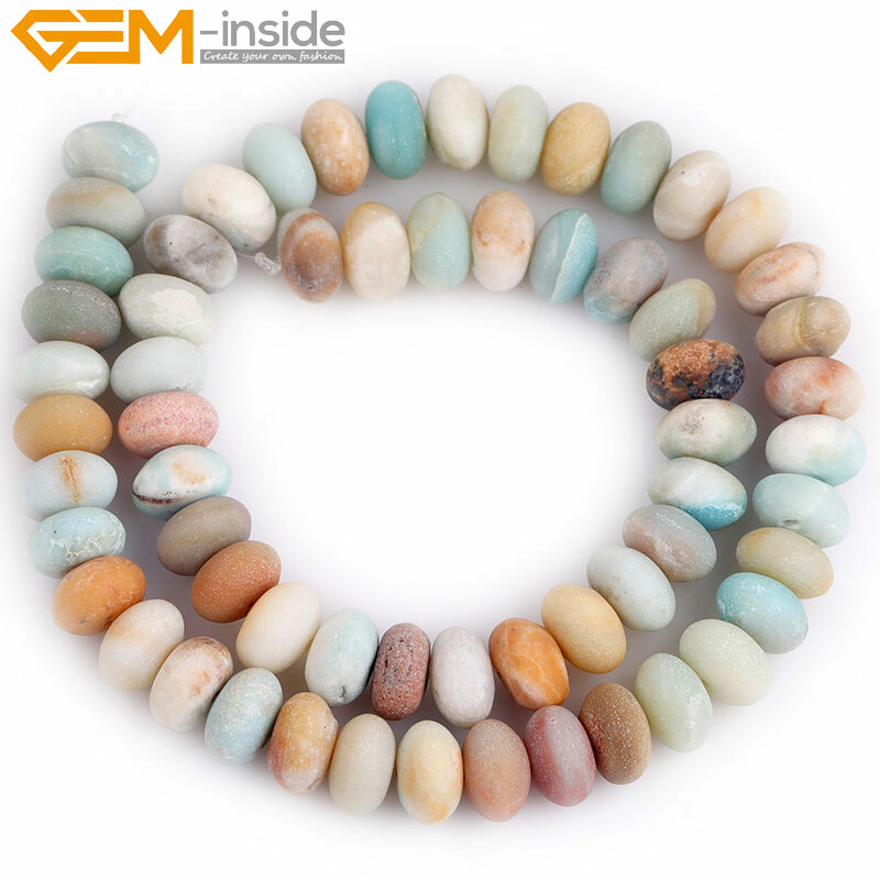 Natural Amazonite Rondelle Spacer Beads Gemstone Loose Beads Jewelry Making 15″