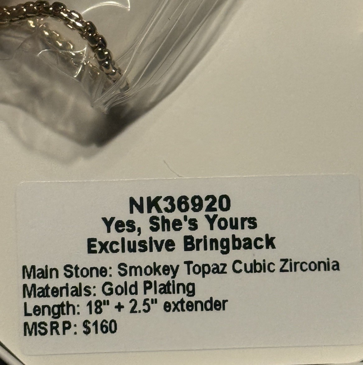 Bomb party-BP-Yes, She’s Yours Necklace-NK36920-Smokey Topaz on Gold-Bringback