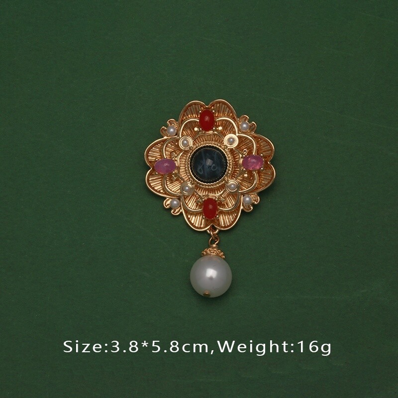 Baroque French Retro Pearl Exquisite Brooch Pin Summer Skirt Party Accessories