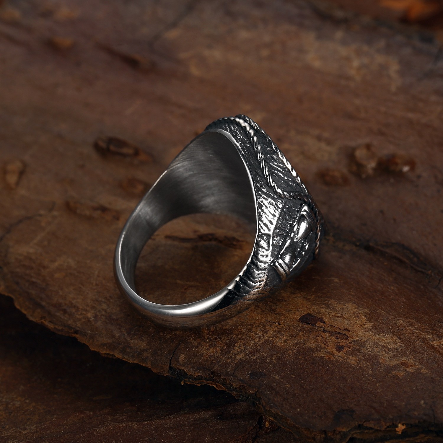 MENDEL Mens Stainless Steel Nautical Lighthouse Hourglass Marine Ring Size 7-15
