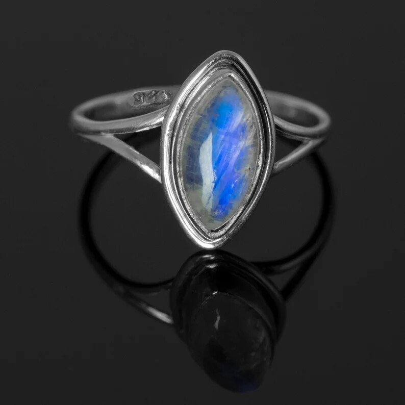 Moonstone 925 Sterling Silver Band &Statement Ring Handmade Ring All size-b-26
