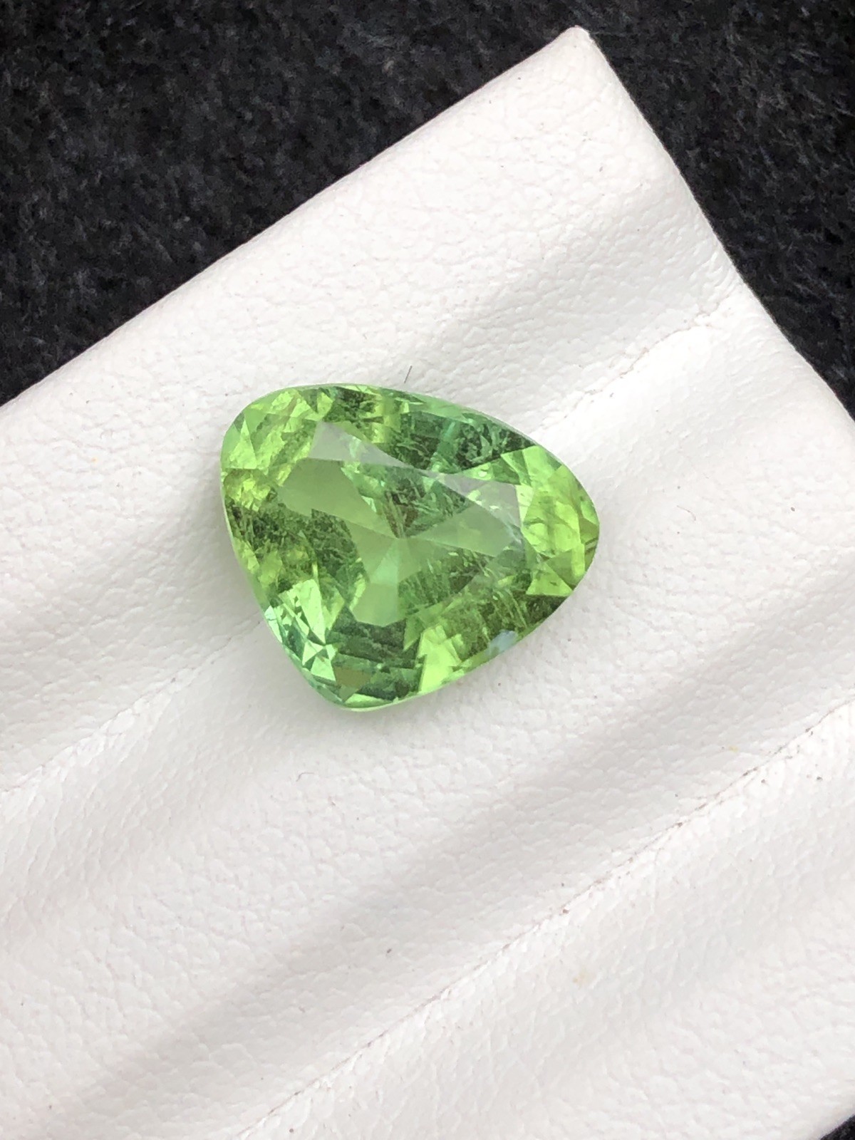 5.60 Cts Natural Green Tourmaline with Trillion Cut | Slightly Included