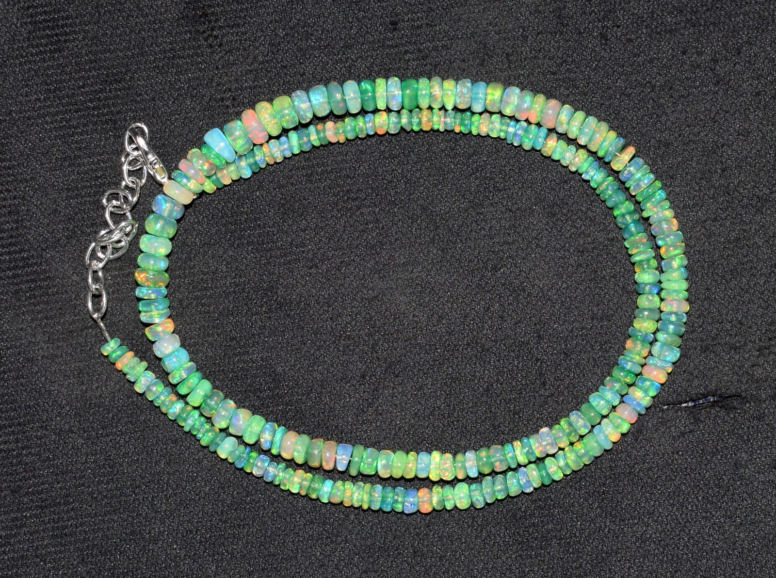 16”Natural Ethiopian Opal Wello Fire Opal Gemstone Bead Necklace