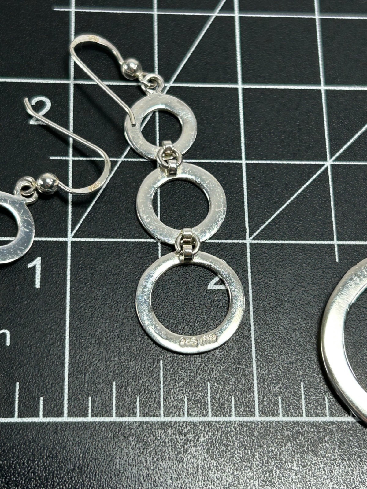 MWS Sterling Silver 925 Circle Pendant & Earrings Matching Set Graduated Tiered