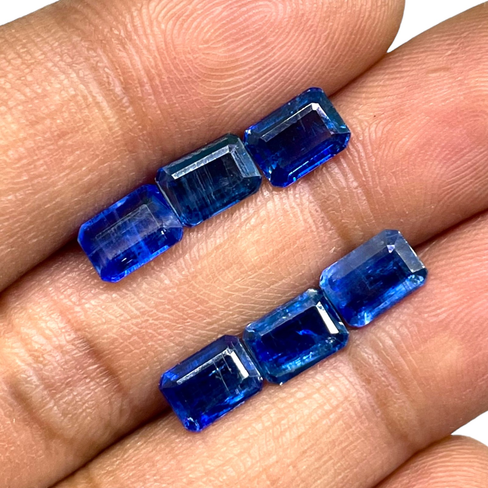 6 Pcs Natural Kyanite Blue 7x5mm Octagon Cut Untreated Loose Gemstone Lot 7 Cts