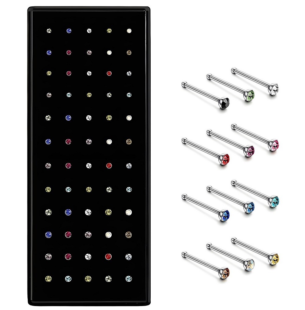 120× Stud Nose Rings Bone Stud Stainless Steel Color Pin Jewelry Piercing Body