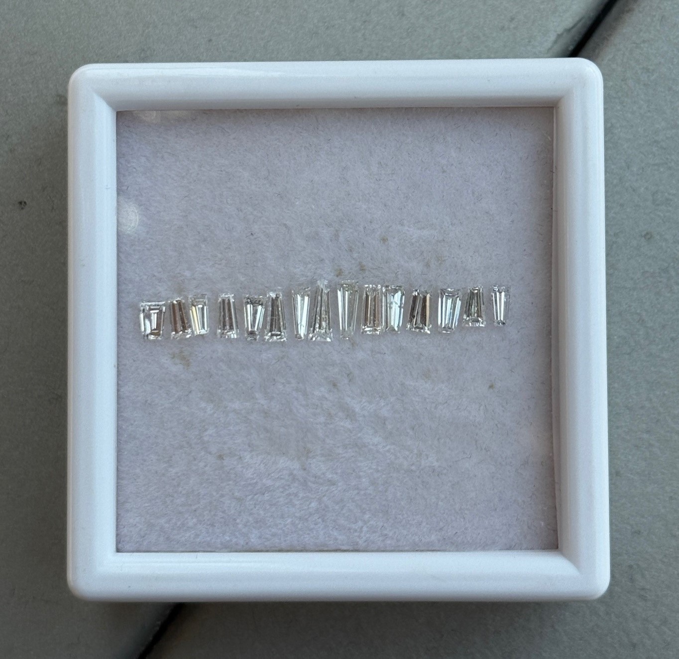 Lot of 15 Tapered Baguette Diamonds Natural Untreated 1.72ct D-F I1-I2 Layout