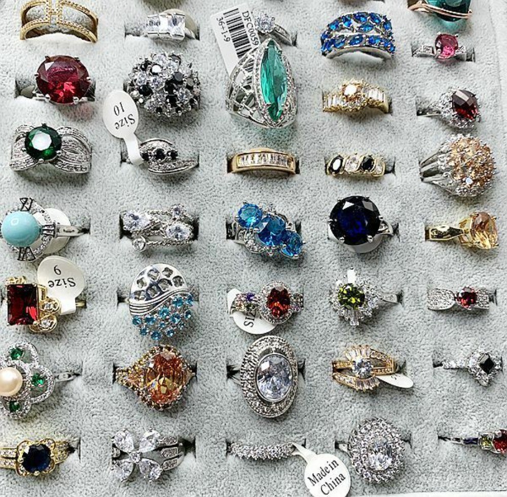 25/50/100/200Pcs Wholesale Mixed Rings Bulk Finger Gemstones Crystal Jewelry Lot