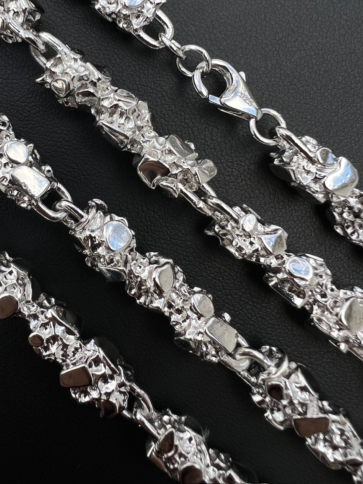 Mens HEAVY Real Solid 925 Sterling Silver Nugget Link Chain Necklace 8mm 18-30″
