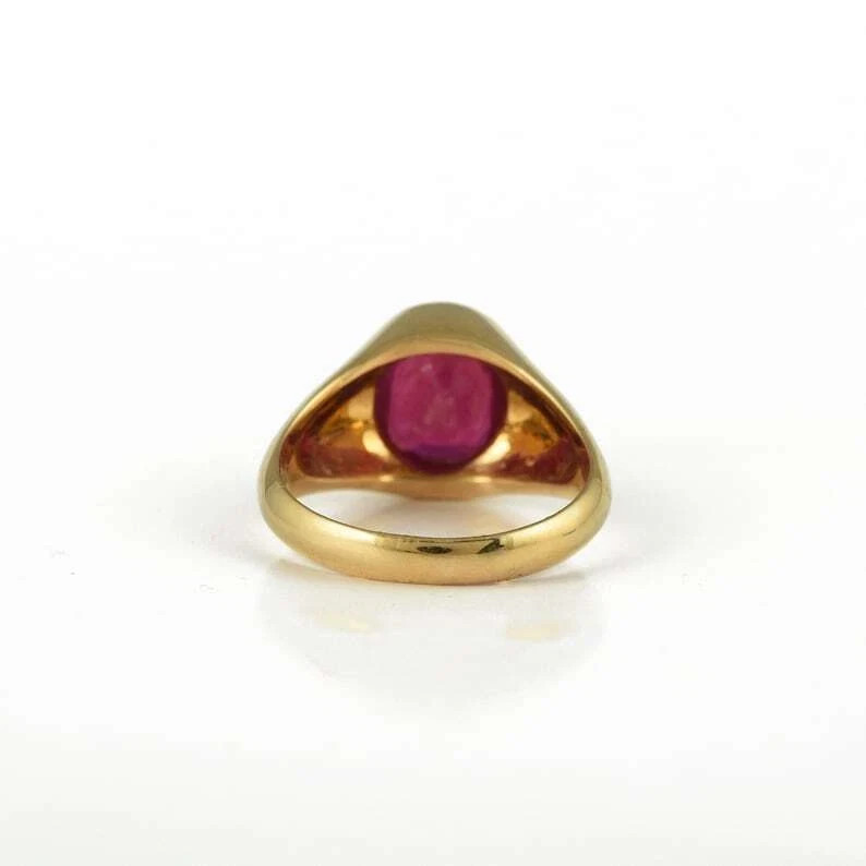 7Ct Natural Red Ruby Gemstone Solitaire Statement 14K Gold Plated Silver Ring