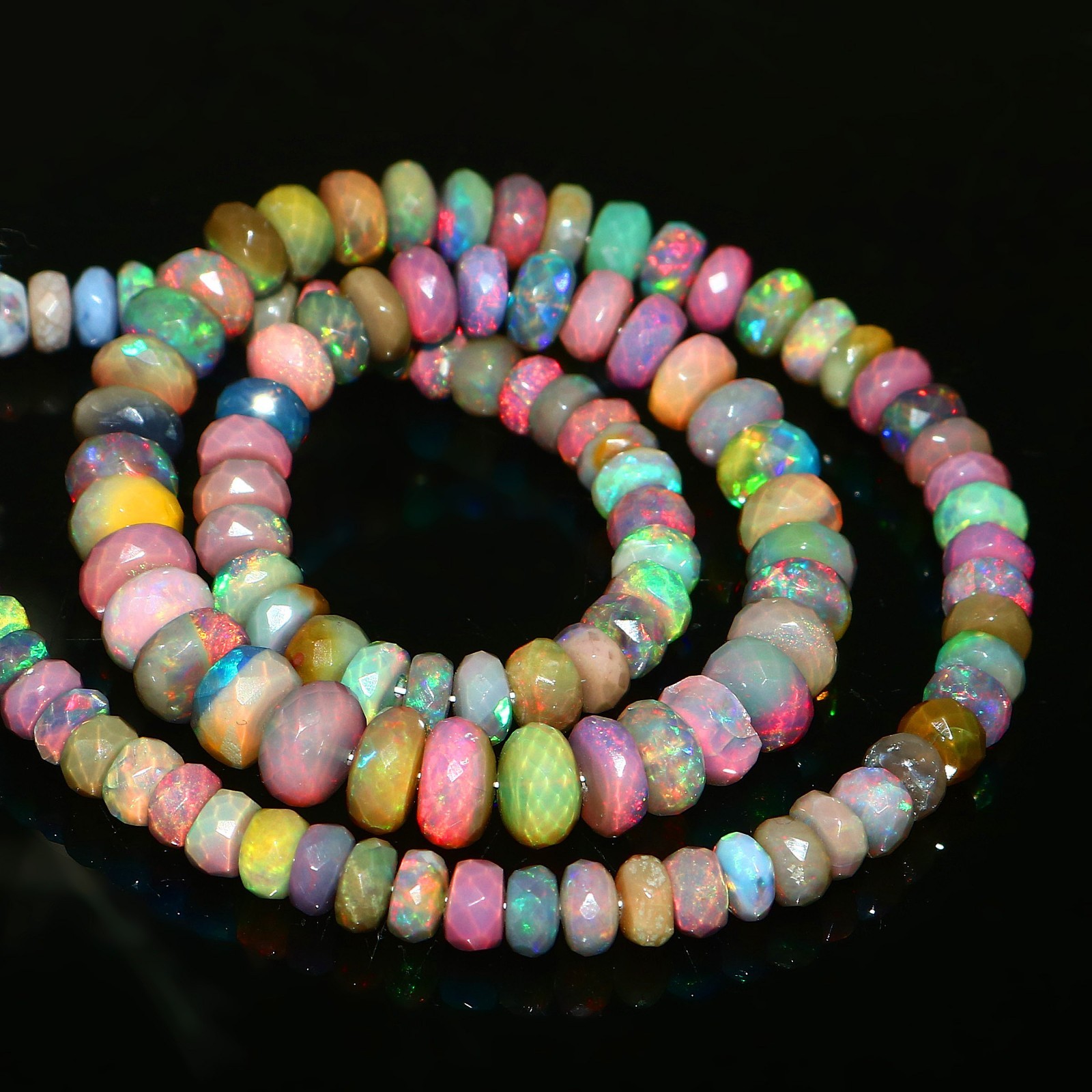100% Natural Opal Beads Faceted Rondelle Beads Multi-colour Gift for Friend558