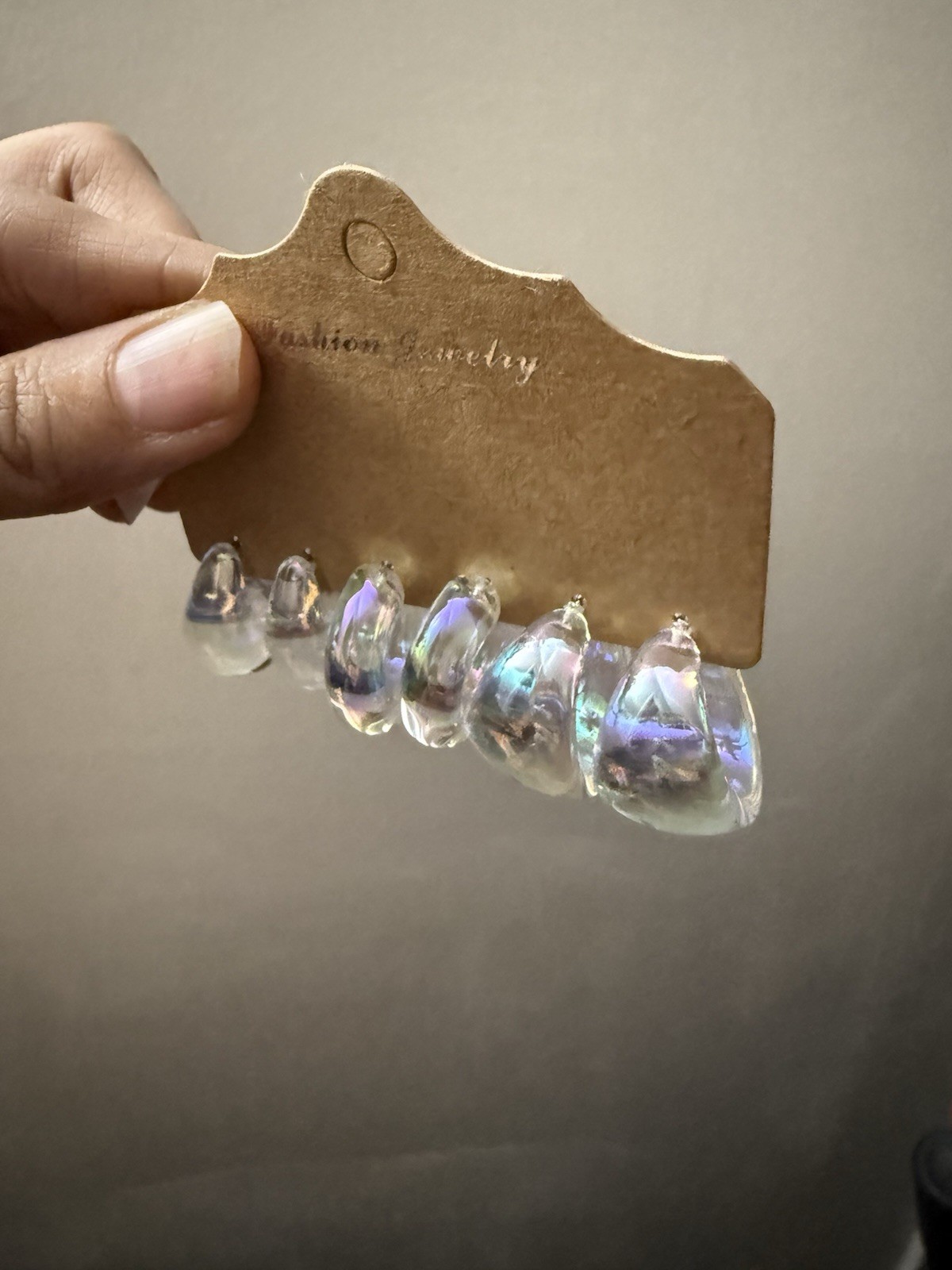 Iridescent Hoops Holographic Lucite Acrylic Transparent Retro Earrings Lot