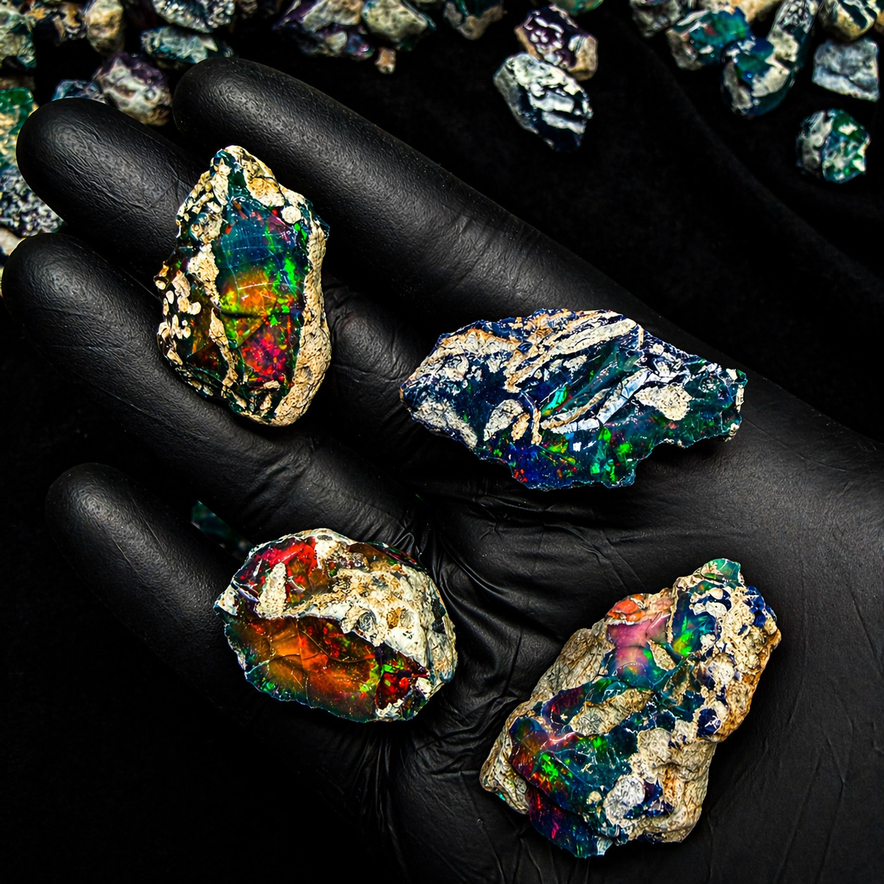 10 PCS Black Opal Rough Natural Ethiopian Raw multifire dry Opals Cutting Grade