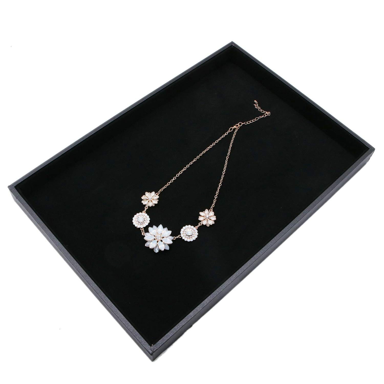 Black Velvet Stackable Jewelry Tray Stackable Necklace Bracelet Ring Showcase