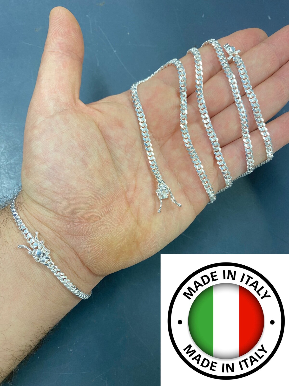 925 Sterling Silver Miami Cuban Chain 4mm 7-30″ Box Clasp Necklace Or Bracelet