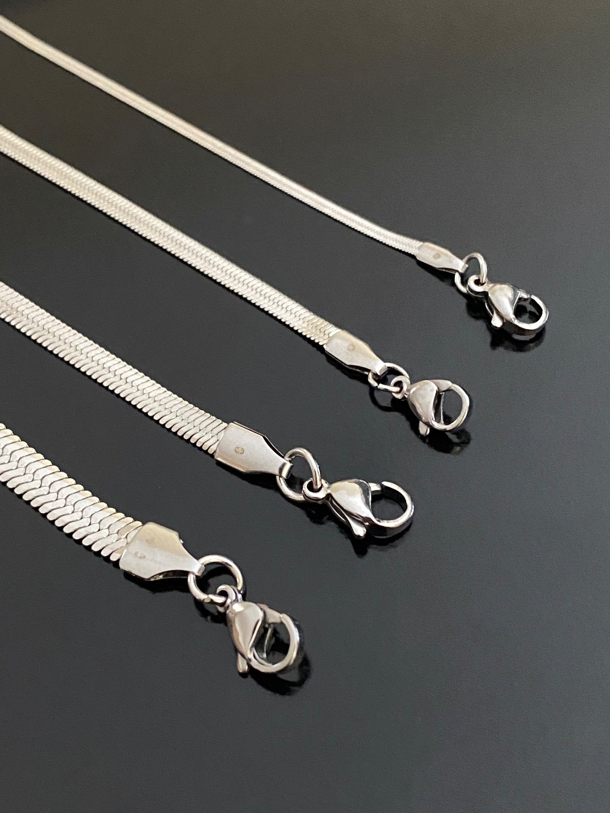 Stainless Steel Silver Color Herringbone Chain Necklace