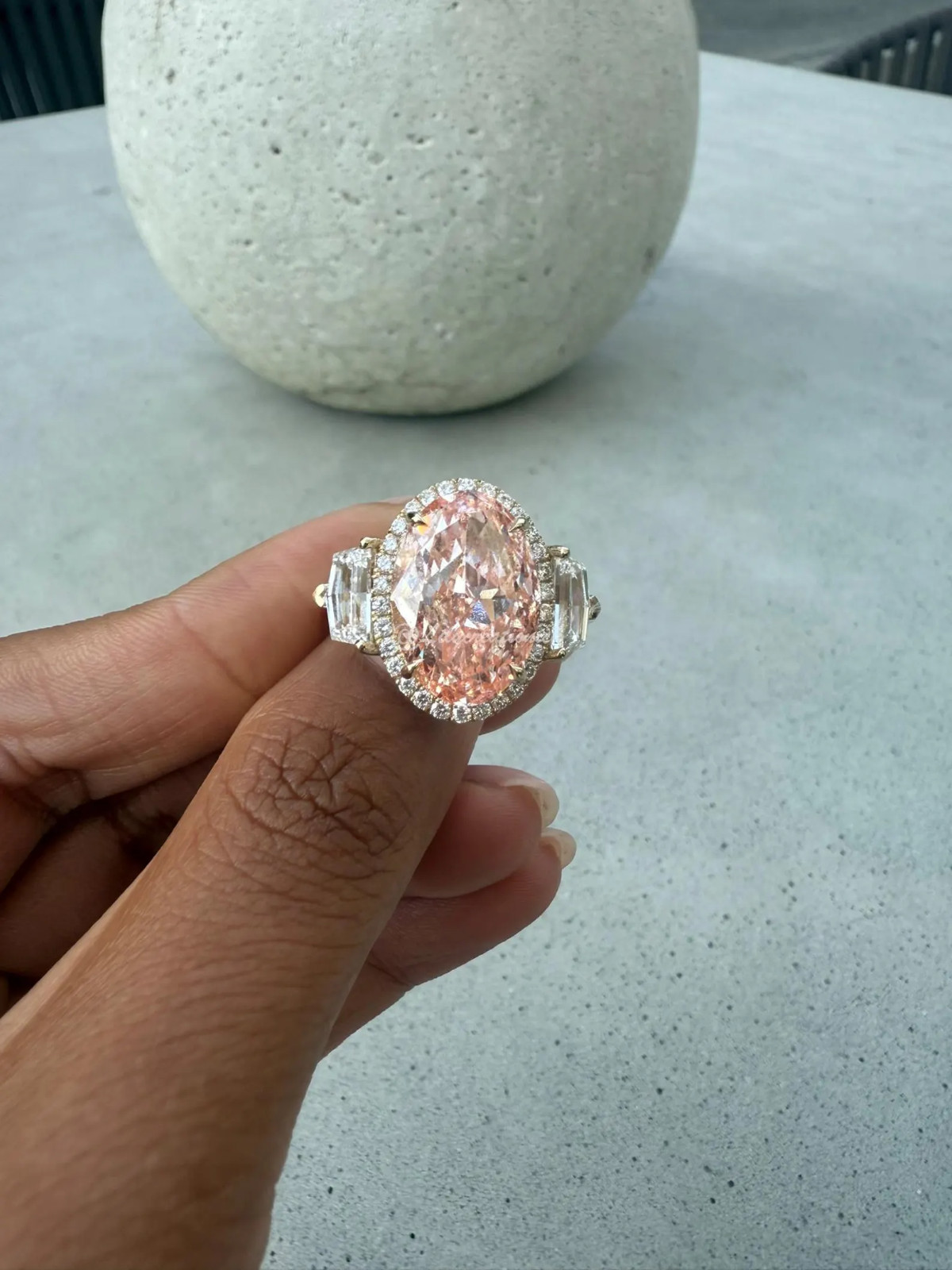 10Ct Pink Oval IGI Certified Lab Grown Diamond Engagement Ring 14k White Gold