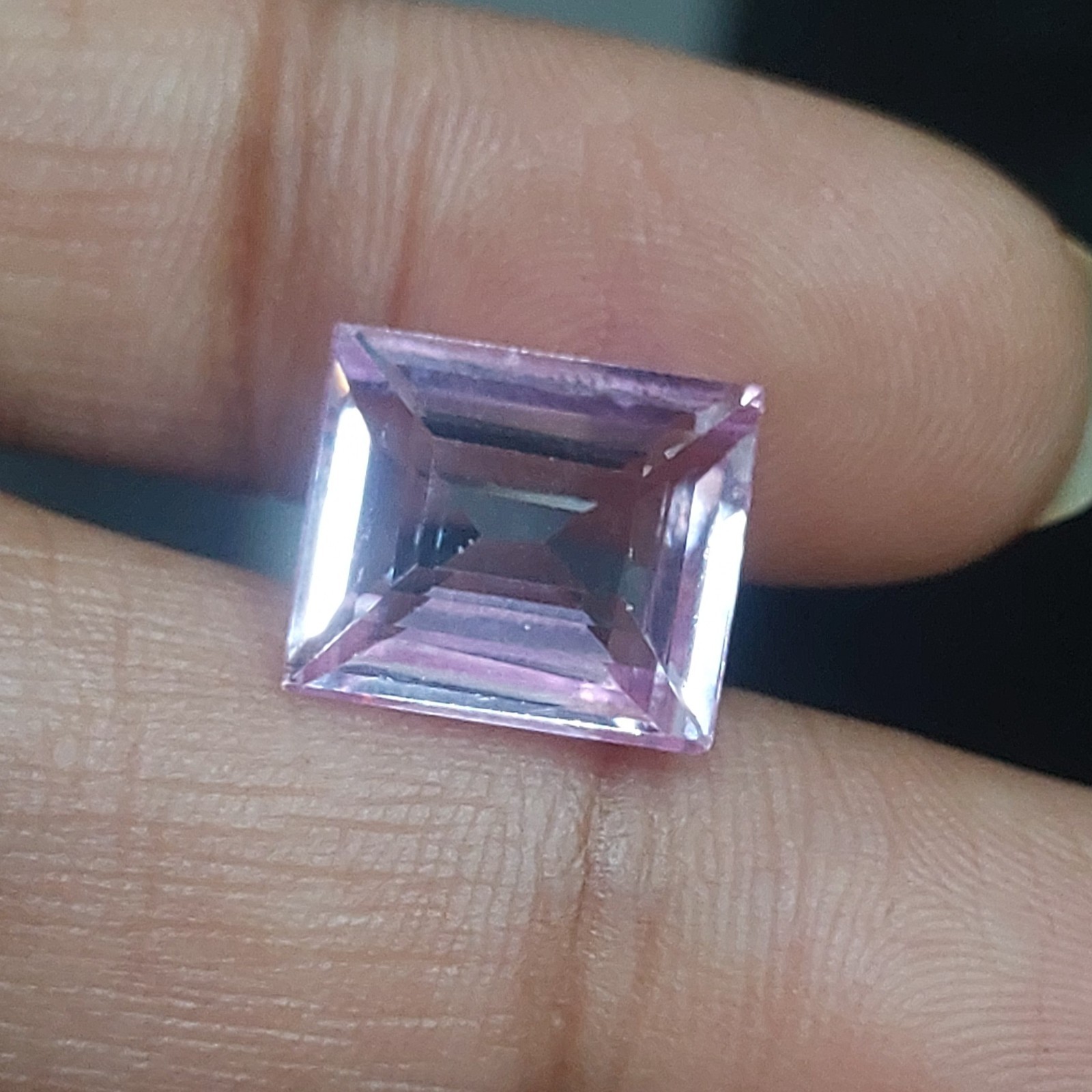 2 Lab Created Pink Morganite 9.85 Ct Emerald Cut Loose Gemstones Pair 10mm