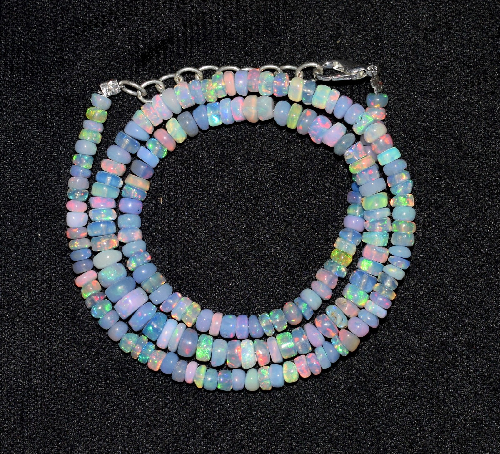 AAA+ Natural Ethiopian Opal Wello Fire Opal Gemstone Beads 16”Necklace AF0351