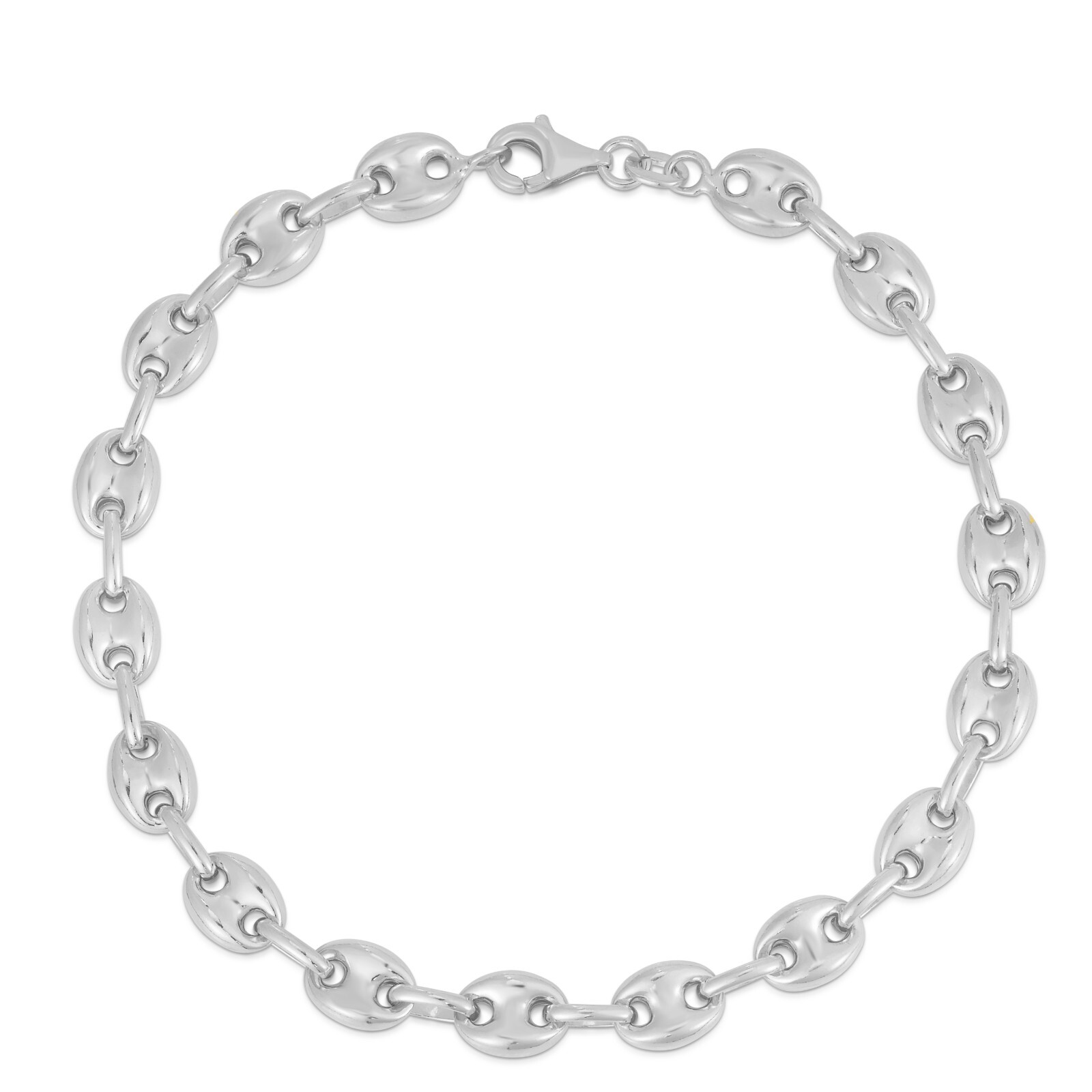 925 Solid Sterling Silver 6MM Puffed Mariner Chain Link Bracelet 7″ and 8″