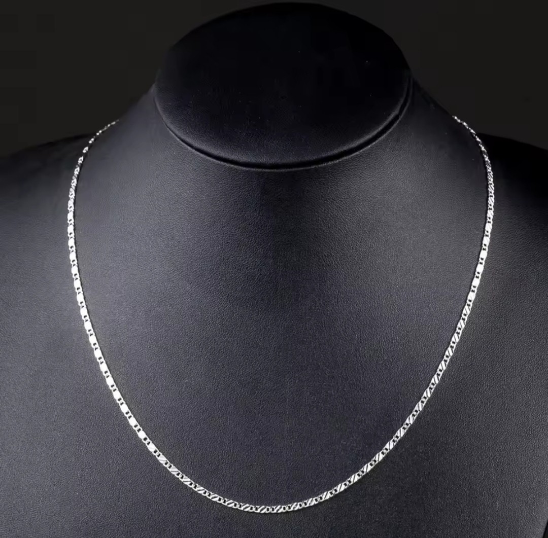 925 Sterling Silver Cuban Curb Chain Necklace For Men Women Italy