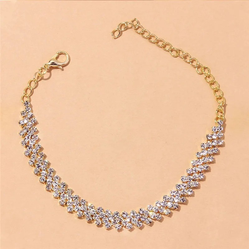 Silver Cubic Zirconia Anklet for Women Crystal Ankle Bracelet Foot Jewelry