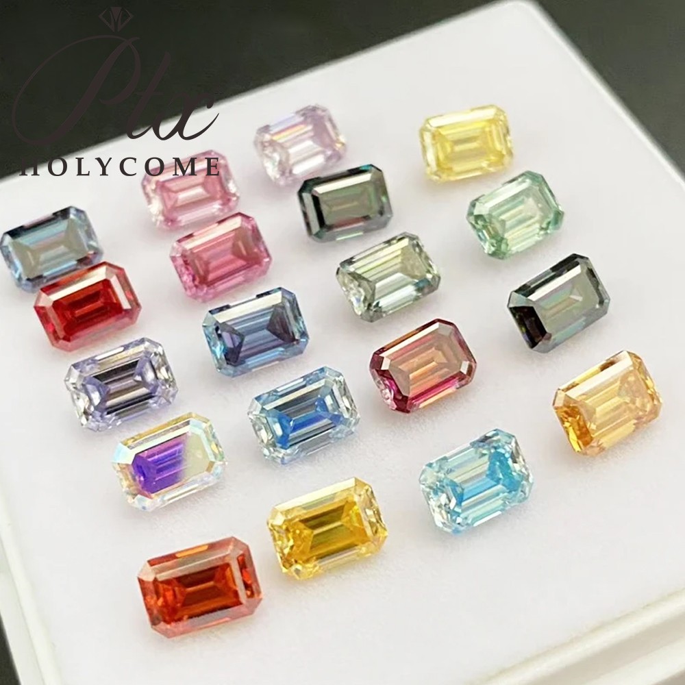 0.5-10CT Multi-color Emerald Cut Moissanite Loose Stone Gemstone for DIY Jewelry