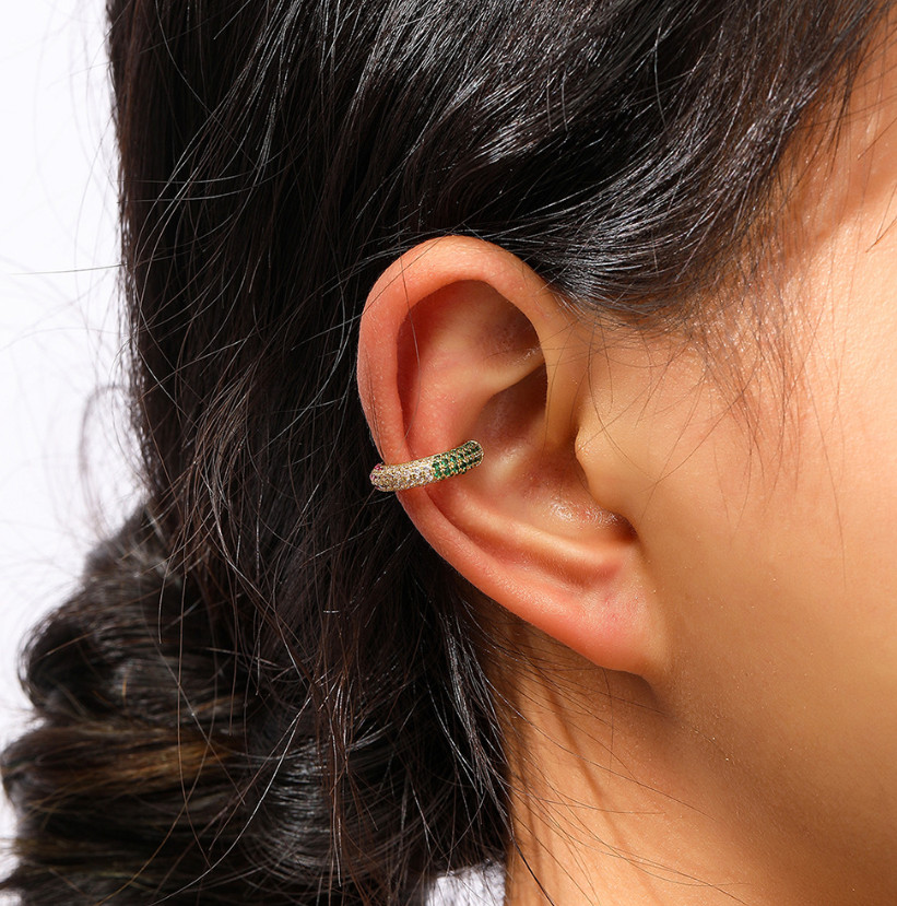 1Pc Women Girl Width Band Silver Gold Plated Micro Pave CZ Ear Cuff Earrings I72