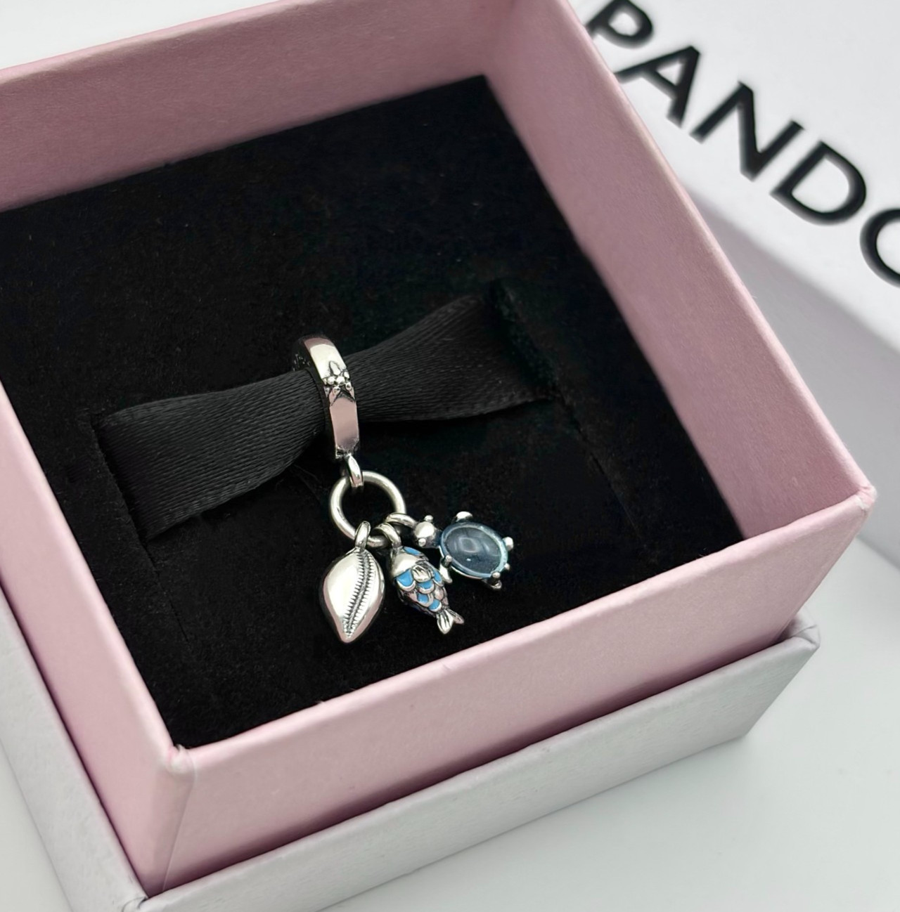 PANDORA #791697C01 Fish Sea Turtle & Conch Triple Charm WITH BOX