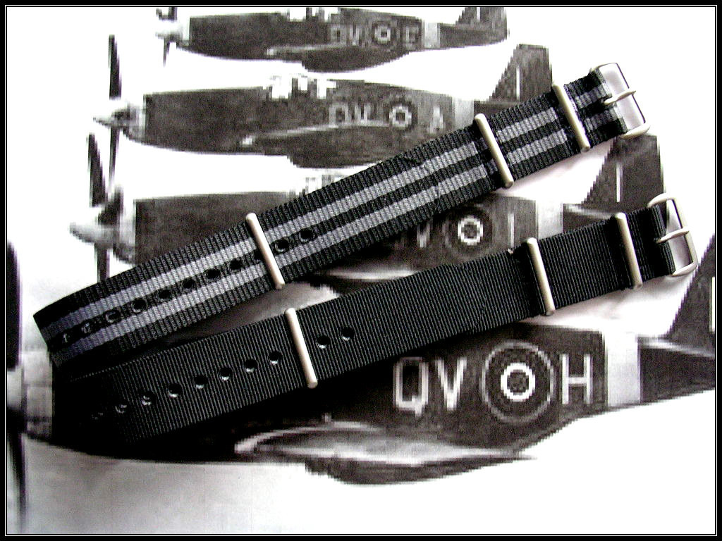 22mm Black NATO g10 Prem nylon watch band strap 2pak RAF Bond IW SUISSE 18 20 24