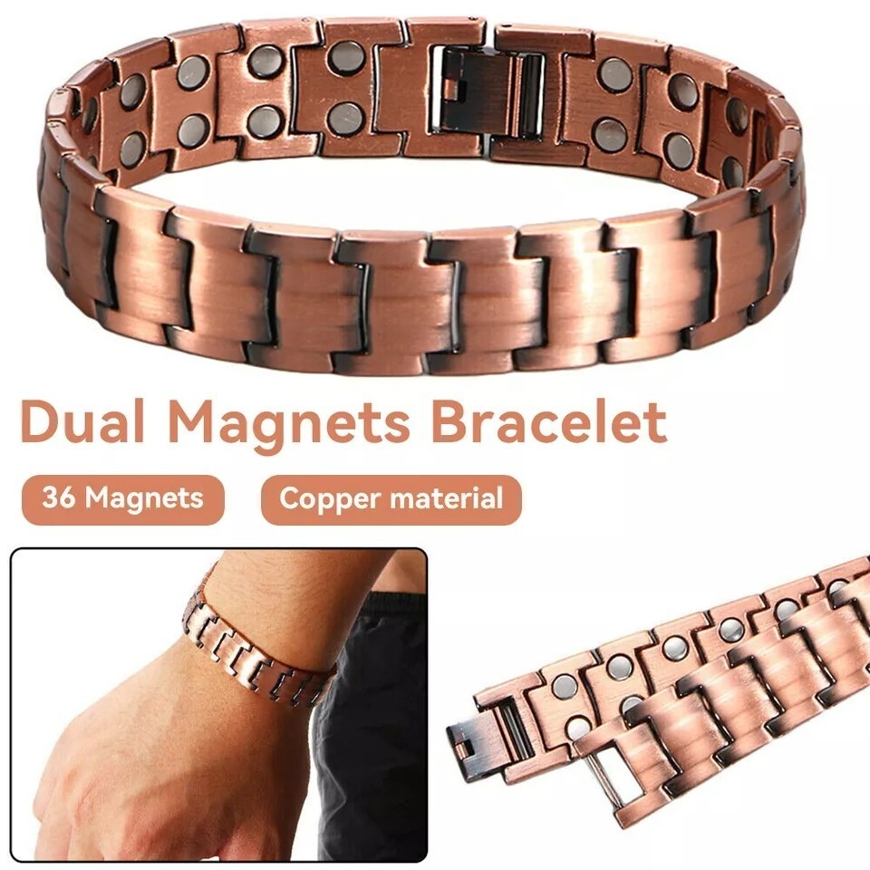 2 Pack Pure Copper Magnetic Bracelet Arthritis Pain Therapy Energy Cuff Bangle