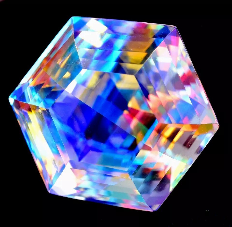 Natural Mystic Topaz 200 Ct+ Rainbow Color Hexagon Cut Certified Loose Gemstone