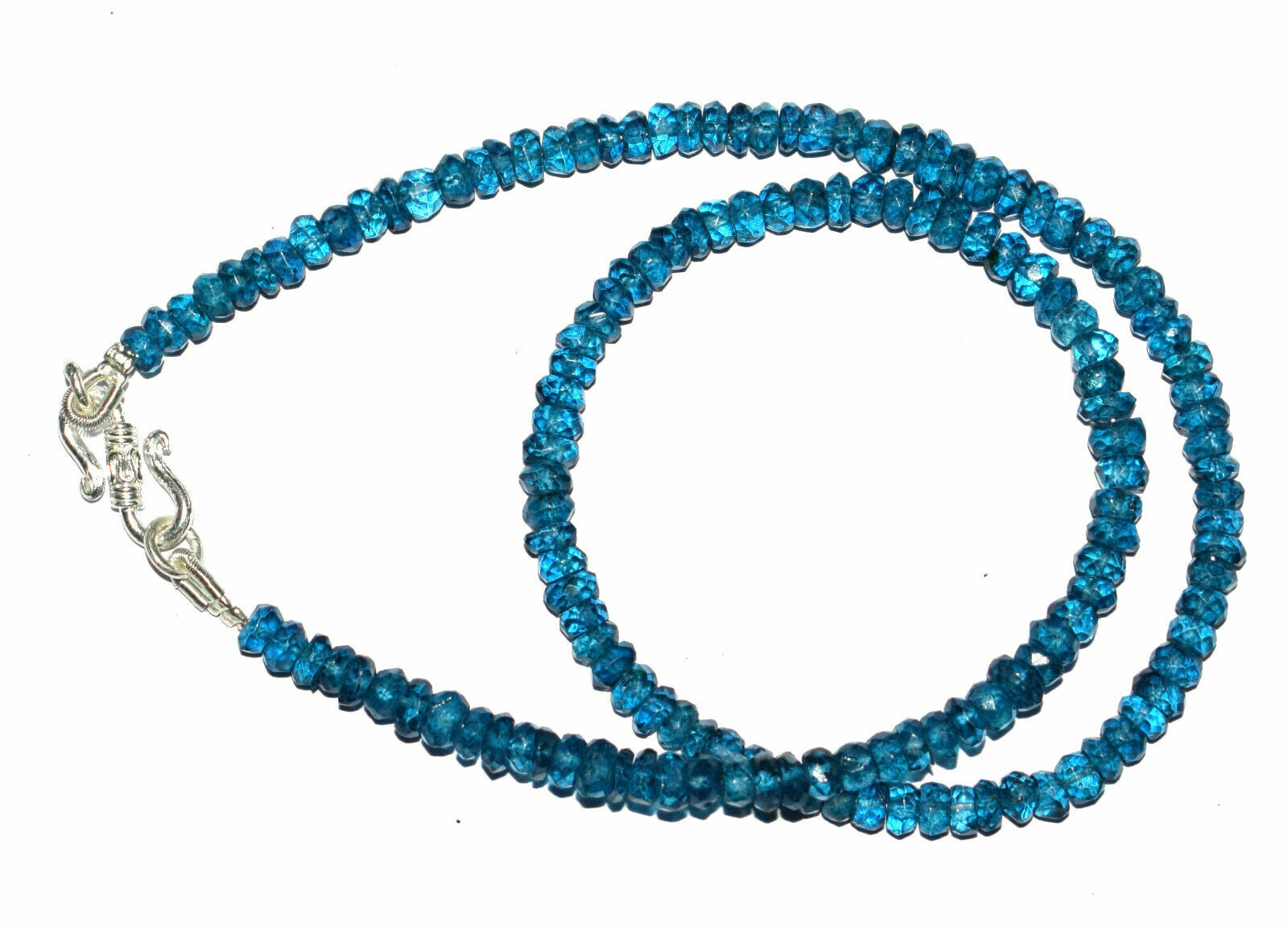 16″inch Necklace Natural London Blue Topaz Rondelle Faceted 4-4.5mm, 925 Silver