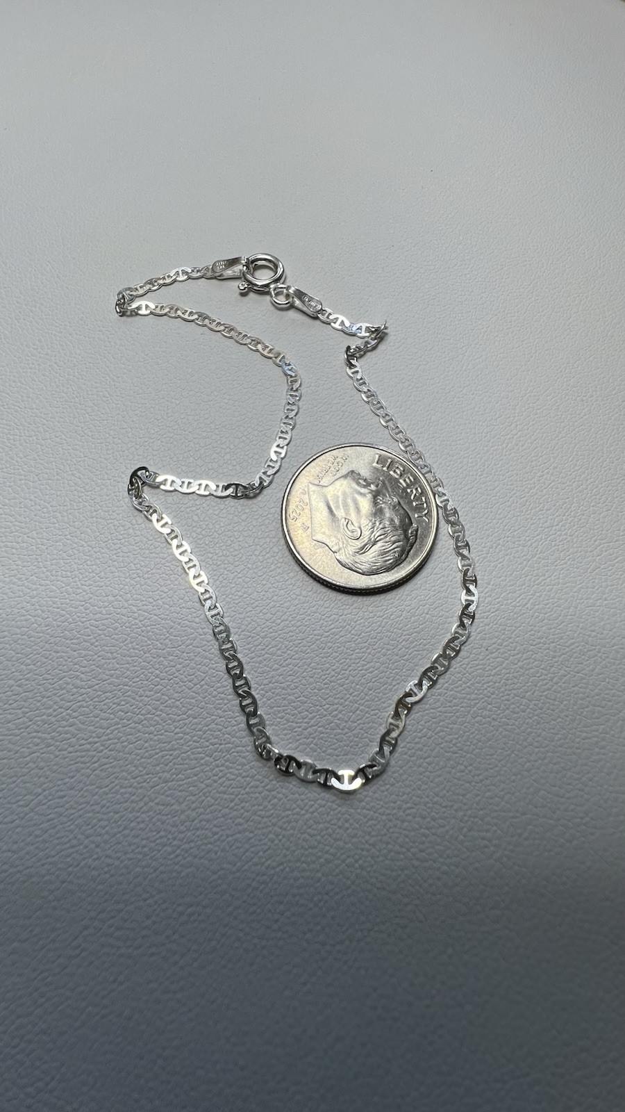 925 Sterling Silver Marine Link Chain Bracelet Spring Ring Clasp No Stone 8”