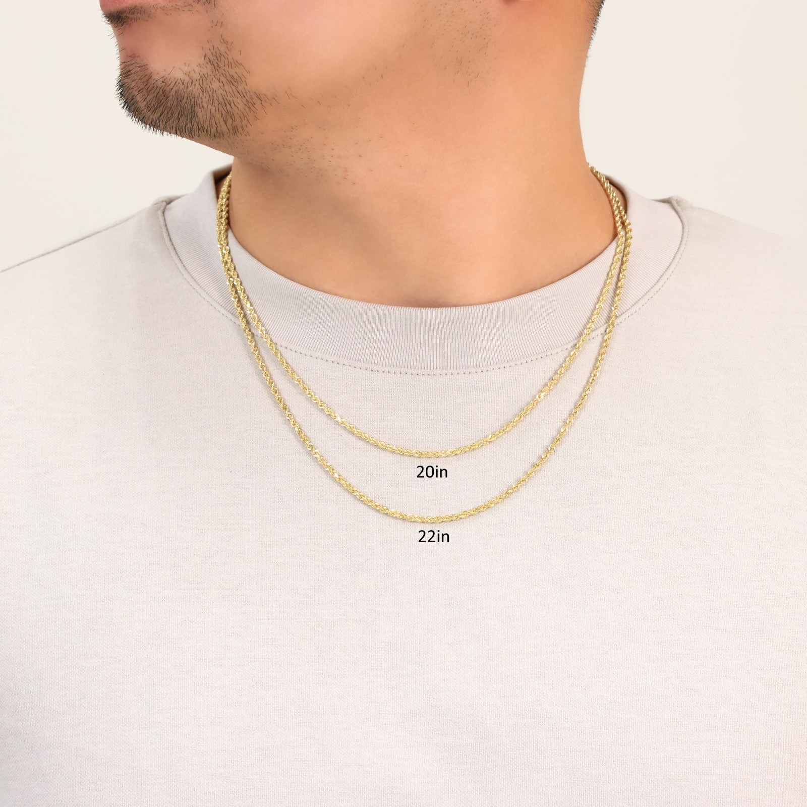 14K Yellow Gold 2mm Italian Diamond Cut Rope Chain Necklace Mens Women 16″- 30″