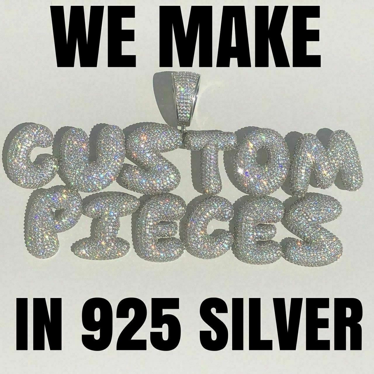 SOLID 925 SILVER Custom Bubble Letter Name Pendant CZ Real ICY Rapper Piece