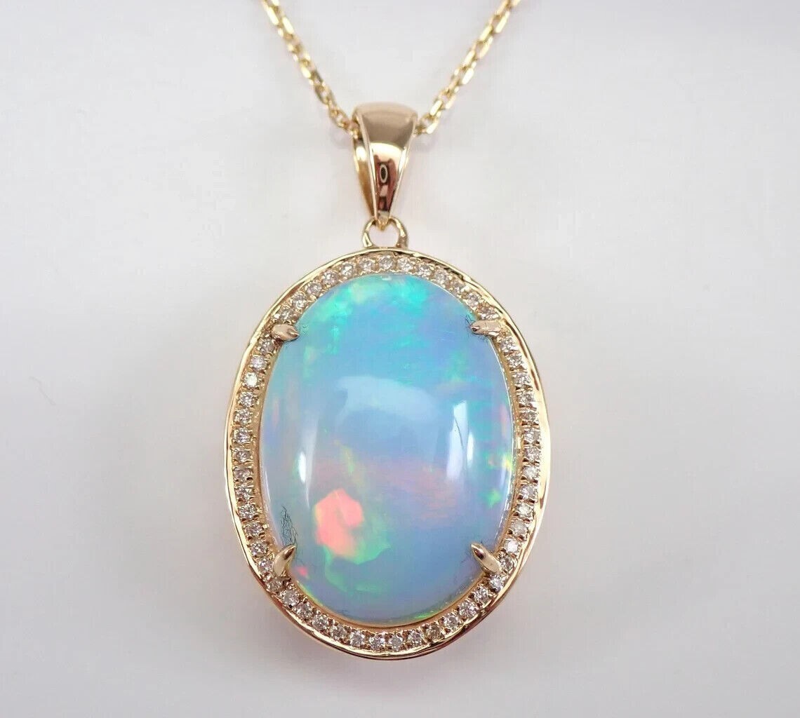 5.00Ct Oval Cut Genuine Fire Opal Halo Pendant 14K Yellow Gold Plated Free Chain
