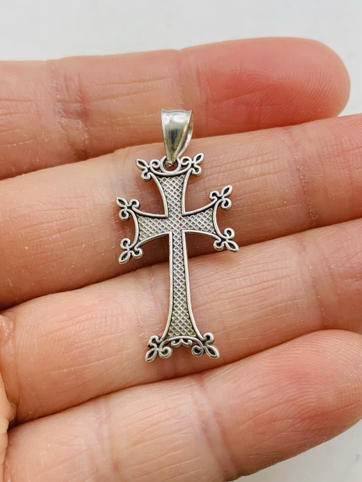 Vintage Sterling Silver 925 Religious Armenian Khachkar Cross Apostolic Charm