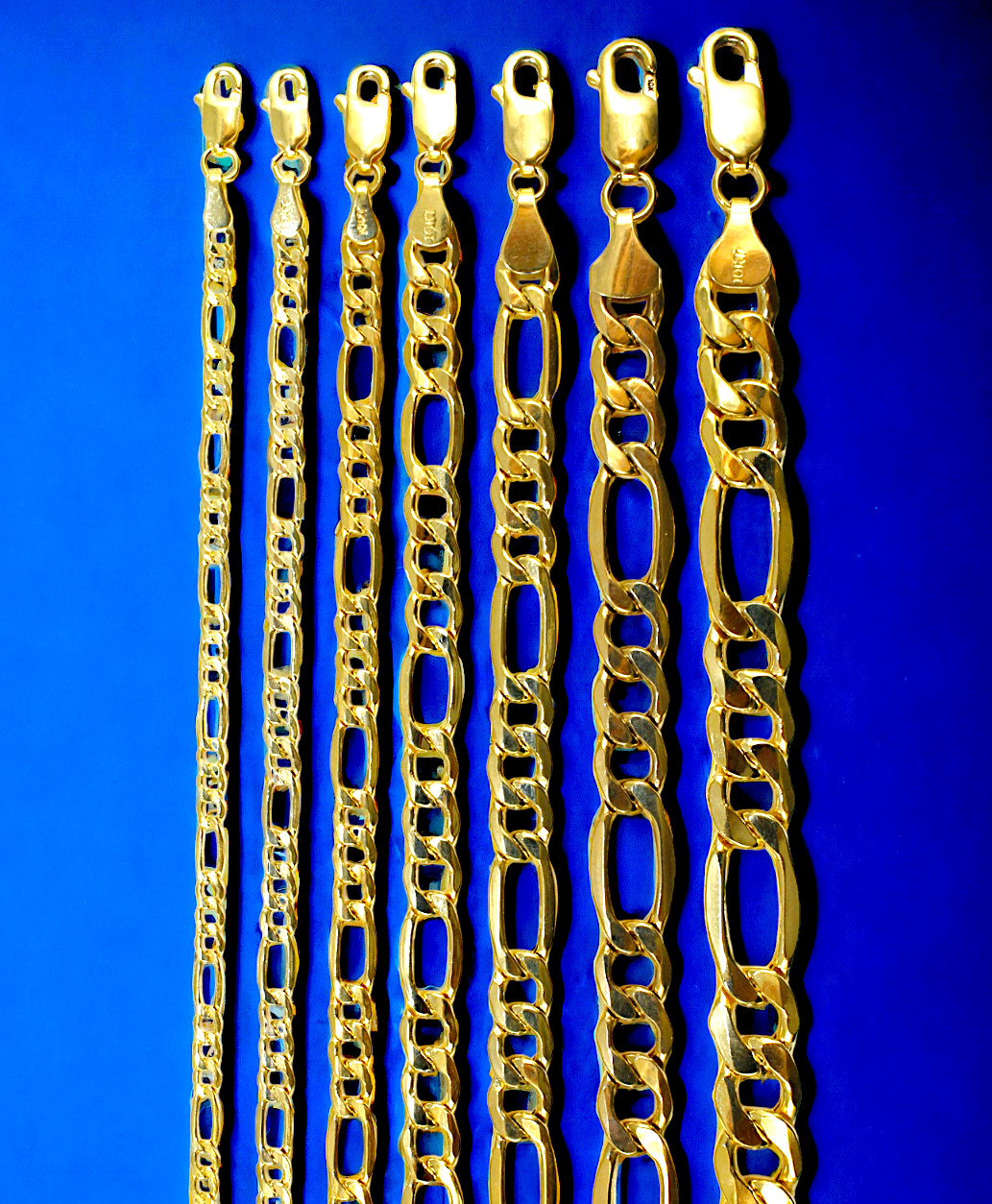 10K Yellow Gold Figaro Necklace Bracelet Chain Italian Real Gold 2mm-8mm 7″-30″