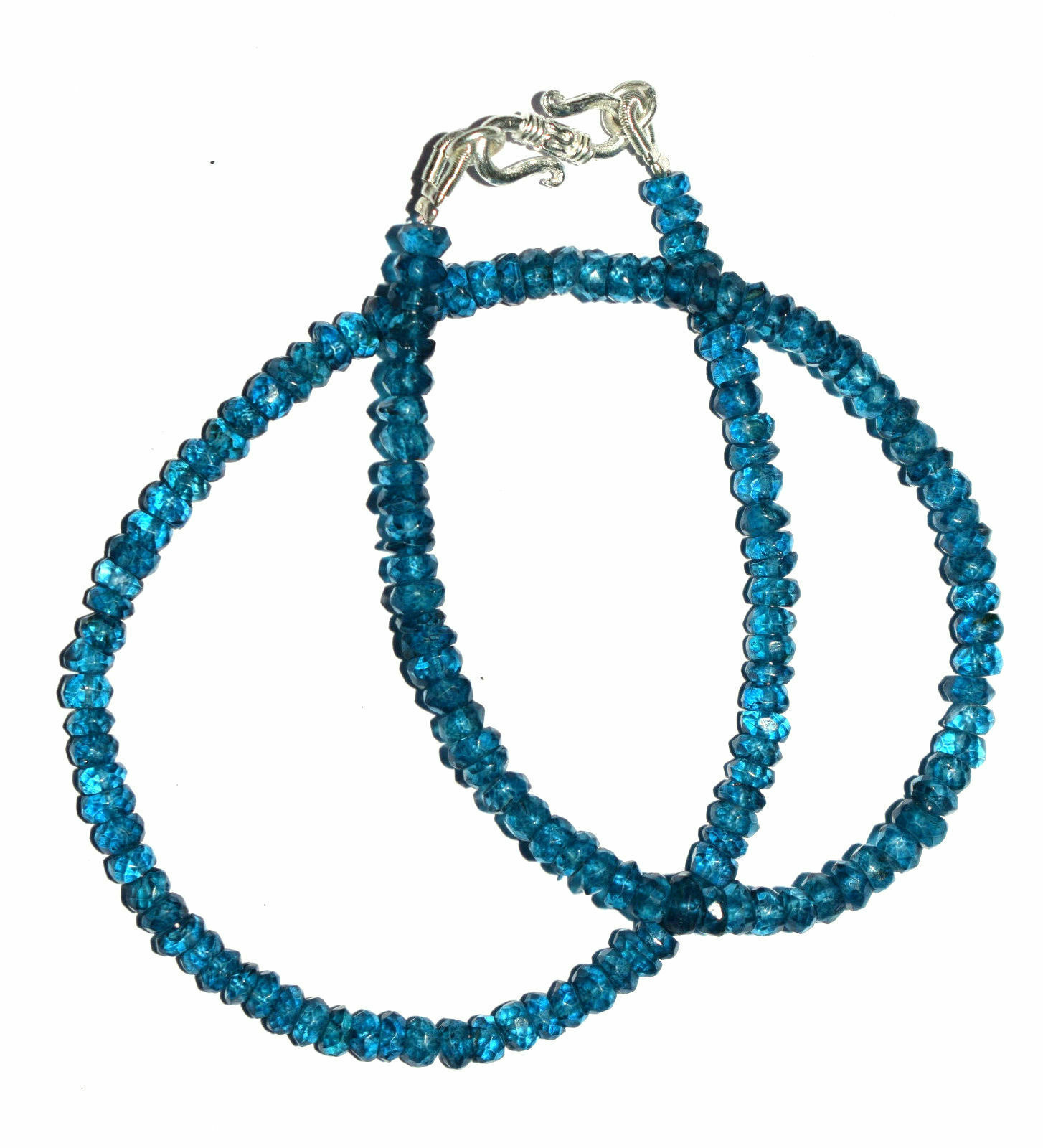 16″inch Necklace Natural London Blue Topaz Rondelle Faceted 4-4.5mm, 925 Silver