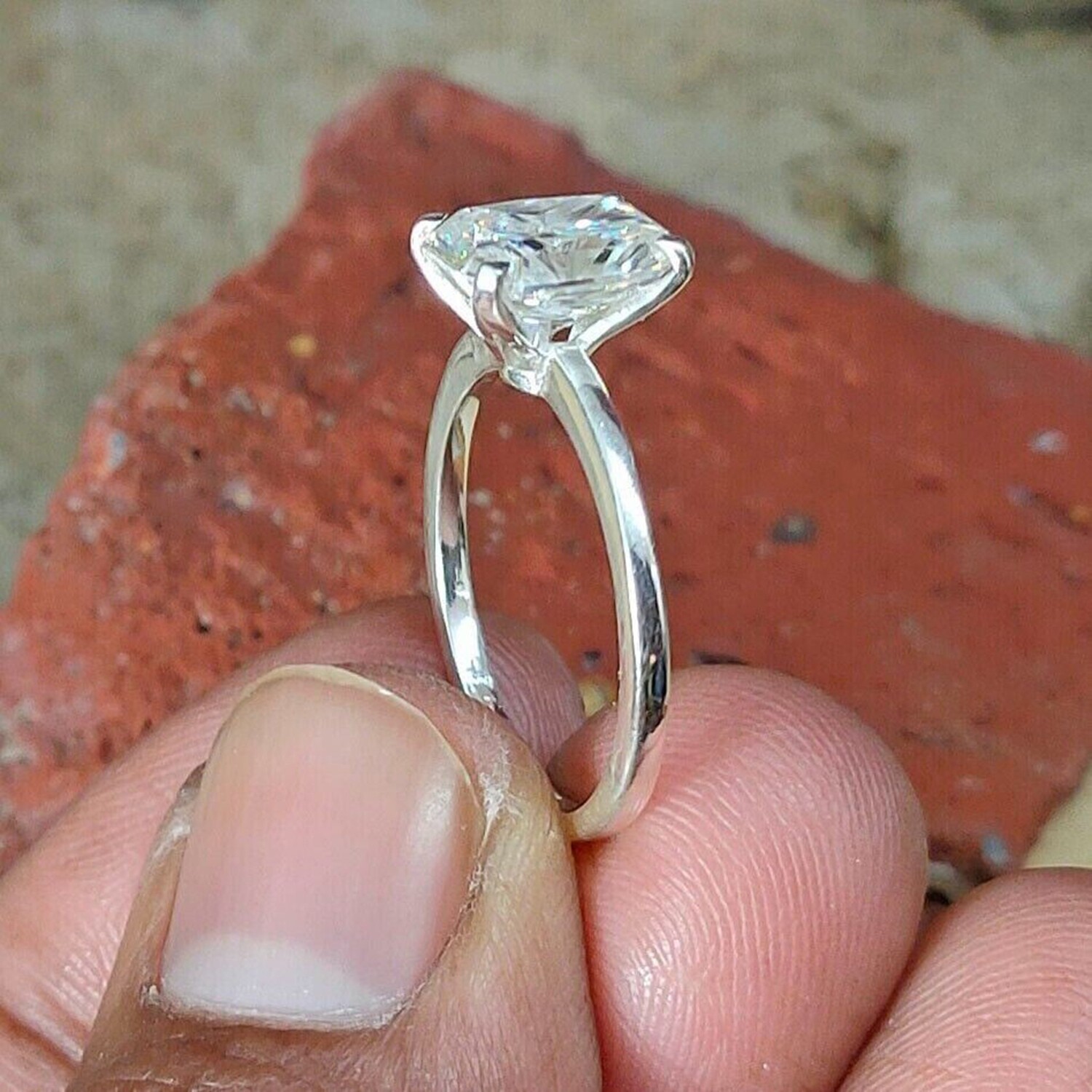 Lustrous Engagement Ring 2.8 Ct Radiant Cut Lab Diamond 925 Silver Gift for Her