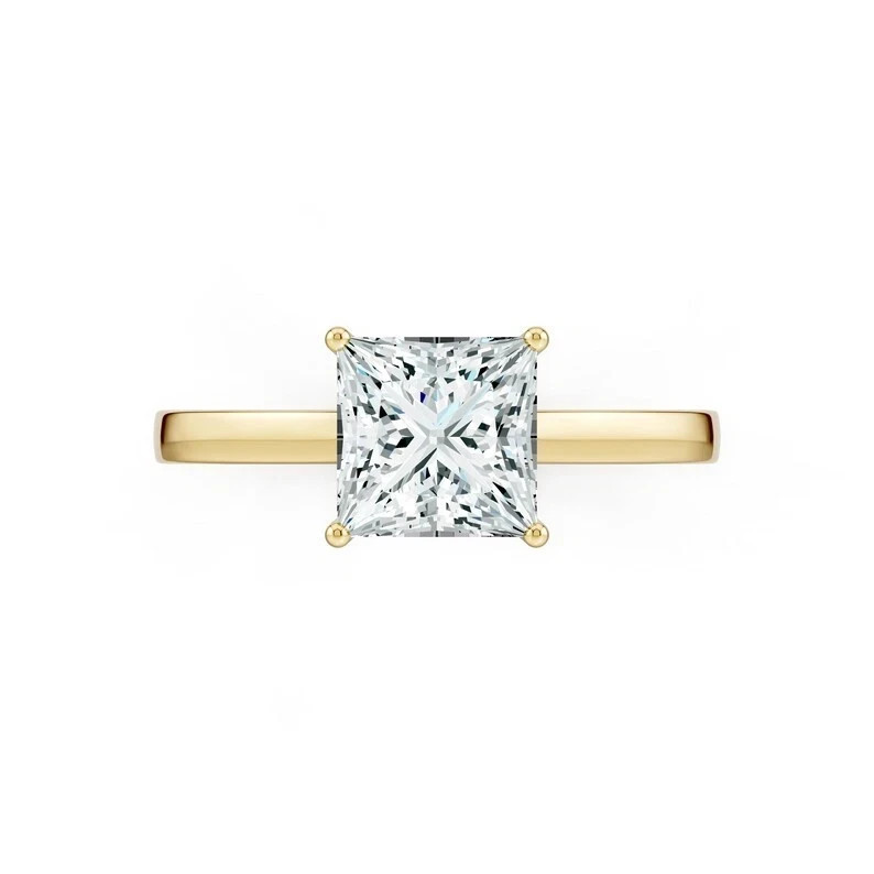 2 CT Princess Cut Moissanite Solitaire Ring 925 Sterling Silver Promise Ring