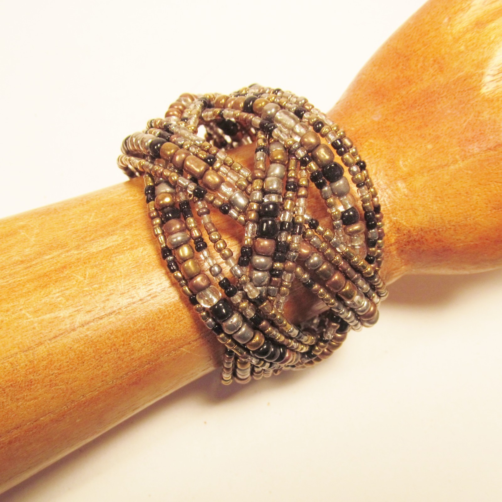 12 PC Handmade Bali Beaded Bright Color Braided Cuff Bracelet WHOLESALE LOT
