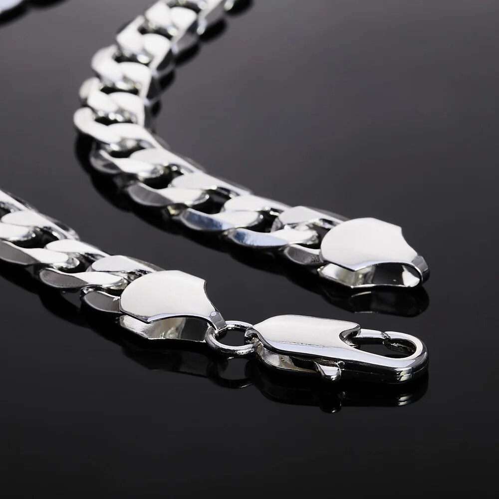 925 Sterling Silver necklace classic 12MM chain 18-30 inches Fashion jewelry