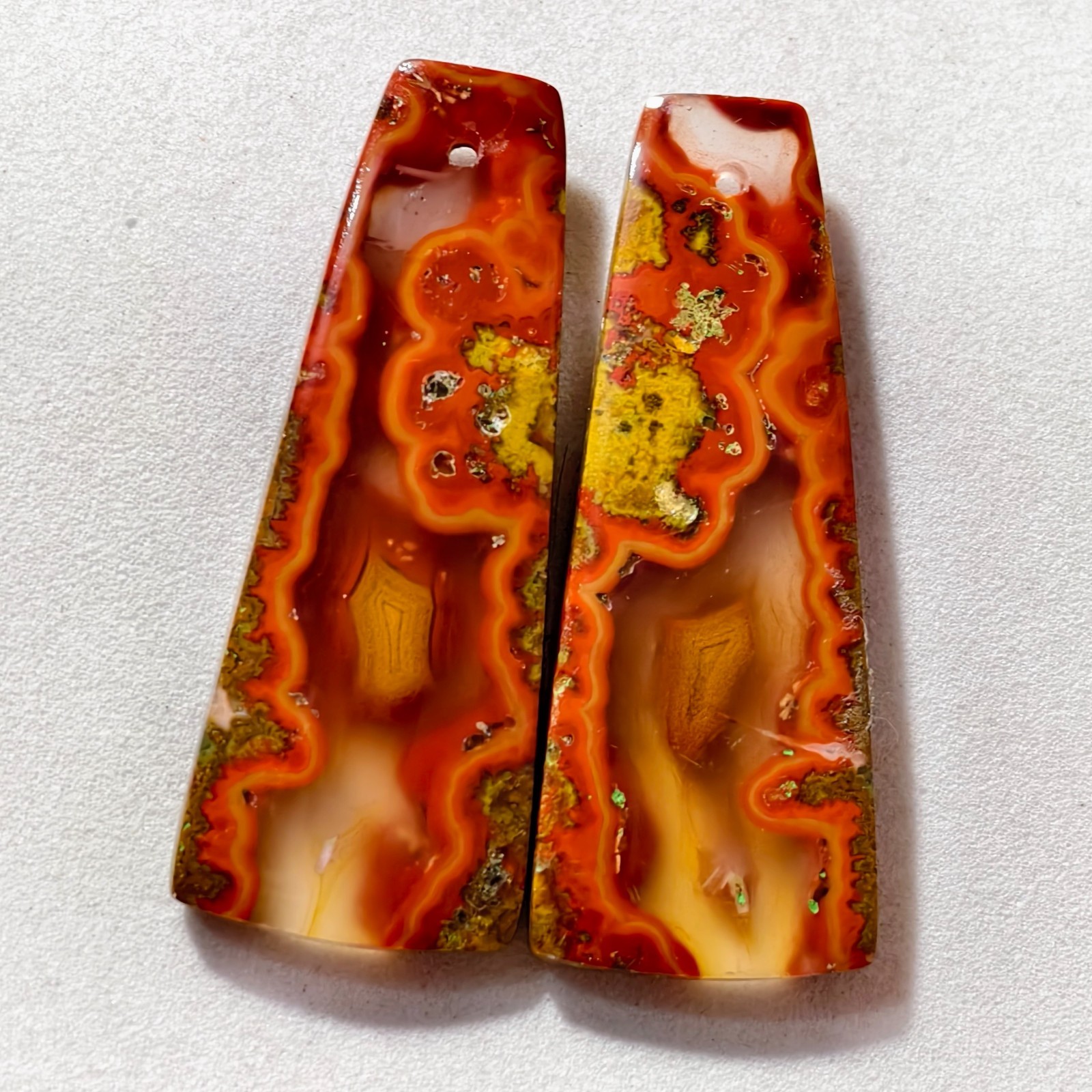 43 Cts Natural Seam Agate Drilled Match Pair Cabochon Gemstone 39 X 15 MM