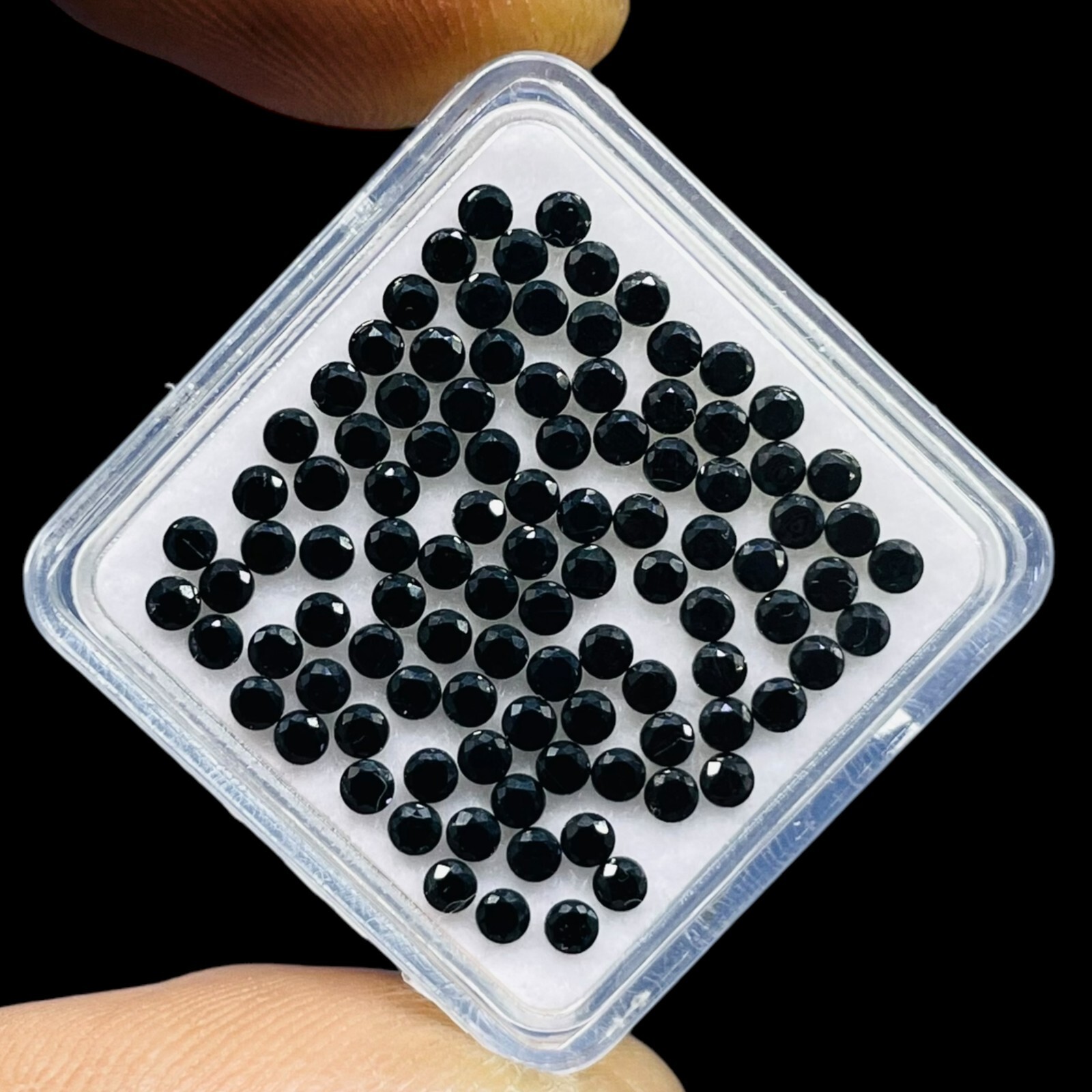 100 Pcs Natural Black Spinel 2mm Round Diamond Cut Calibrated Loose Gemstones