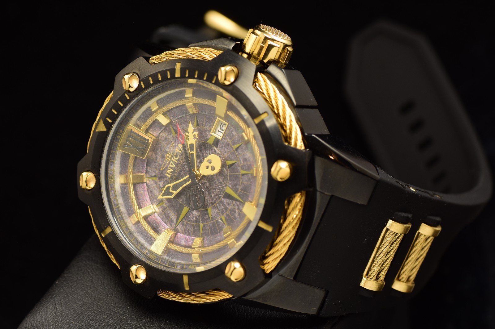 NEW Invicta Men’s Racing 44mm Quartz Blue/Black Tone Leather Strap SS Watch