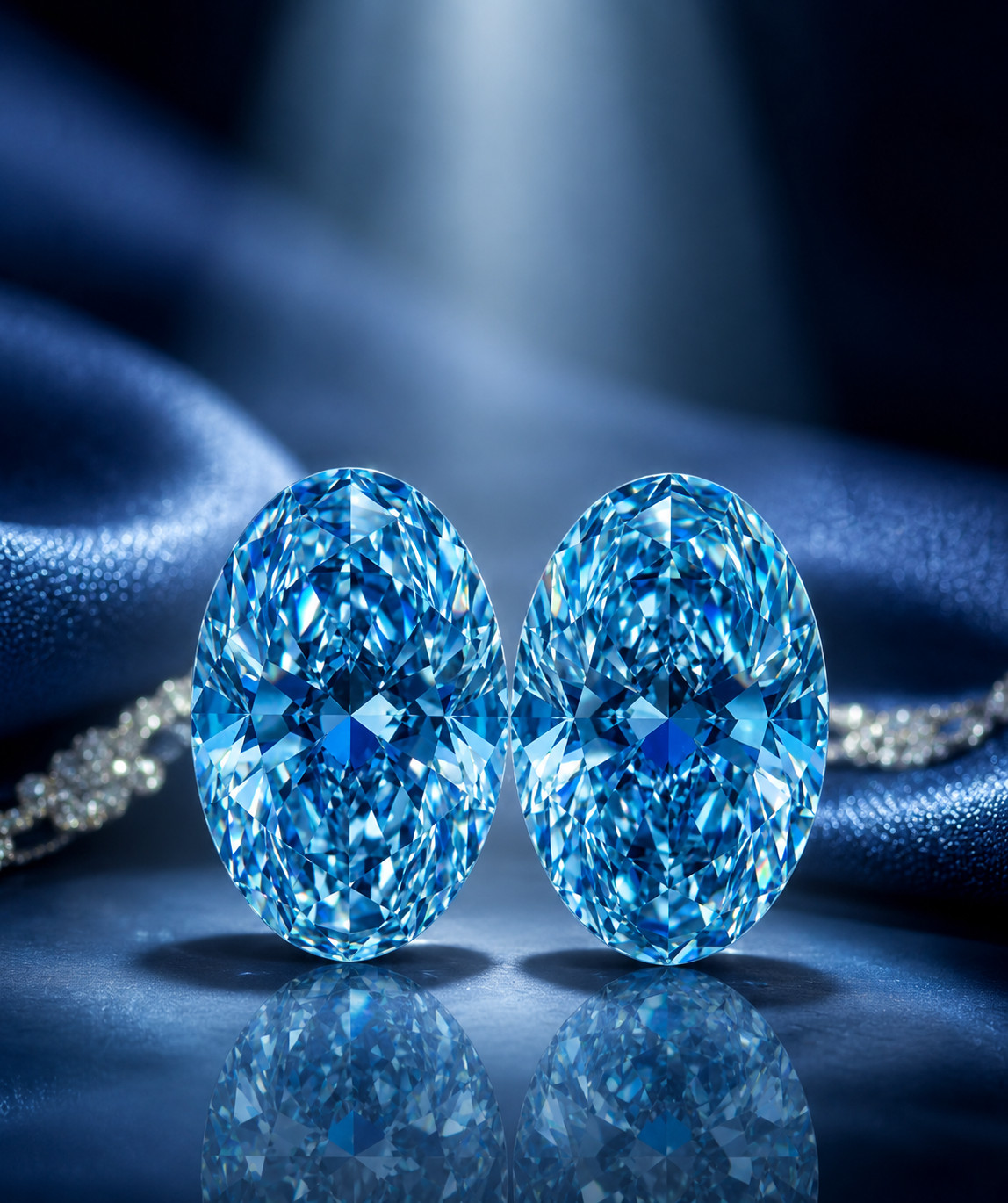 2 Pcs Pair Precious Blue Diamond 7×5 mm 2Ct Oval Cut VVS1 Loose Diamond Gemstone