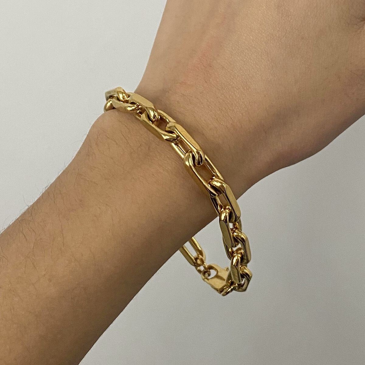 Woman 18K Gold Plated 8mm Thick Paper Clip Link Chain Bracelet Bangle 8 in